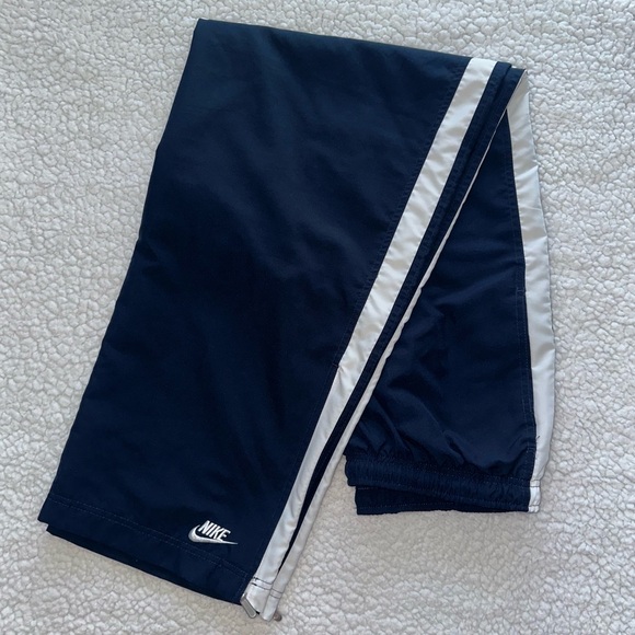 NIKE track pants ankle zipper navy white stripe drawstring elastic waist mens L - Picture 12 of 12